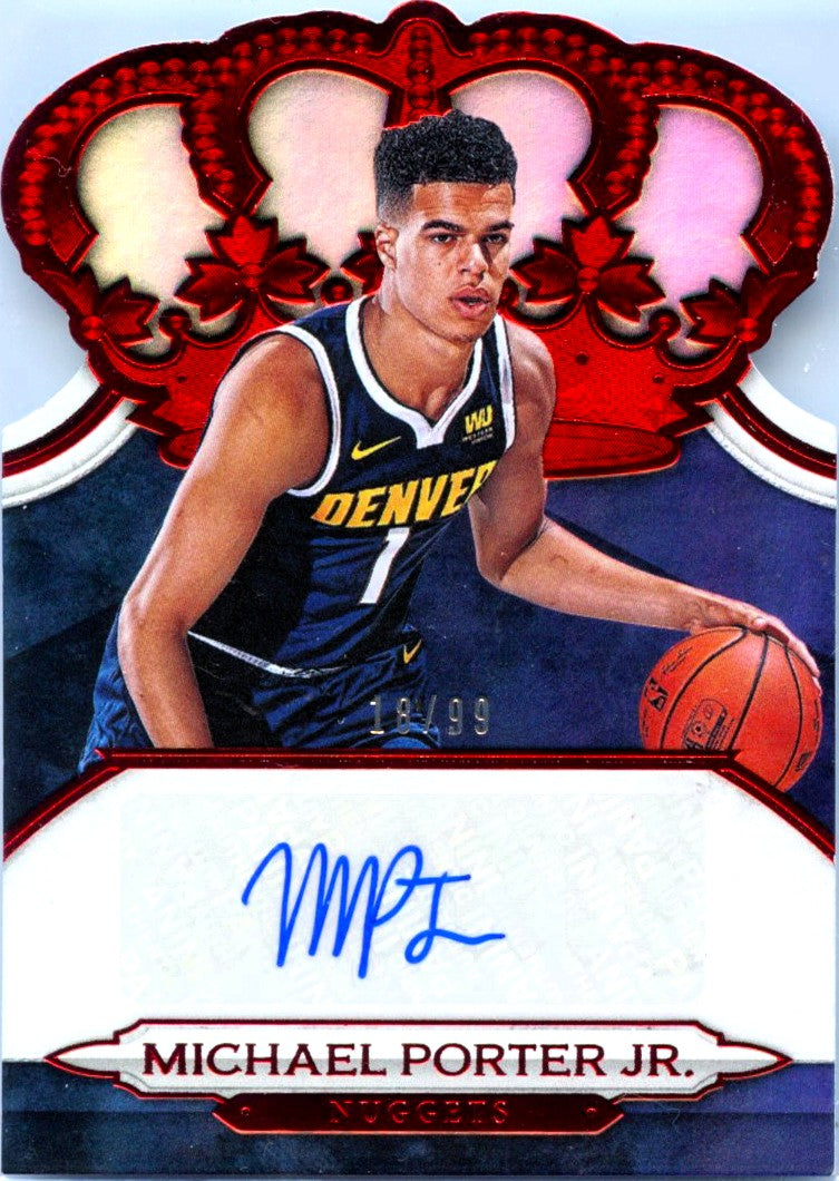 Michael Porter Jr RC 2018-19 Panini Crown Royale Red Rookie Auto SP 18/99