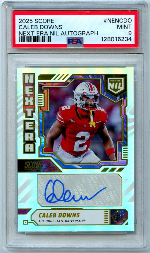 Product Caleb Downs RC 2025 Panini Score NIL Next Era Rookie Auto PSA 9 Link