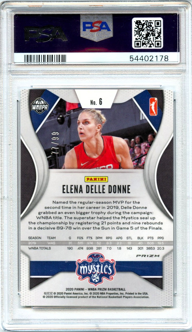 Elena Delle Donne 2020 Panini Prizm WNBA Premium Box Set SP 77/99 PSA 10-2