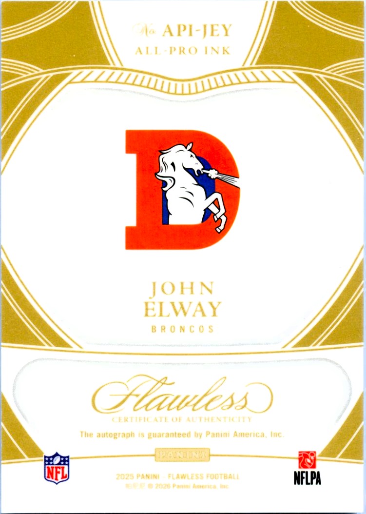 John Elway 2025 Flawless Ruby Red All Pro Ink Auto SP 8/15-2