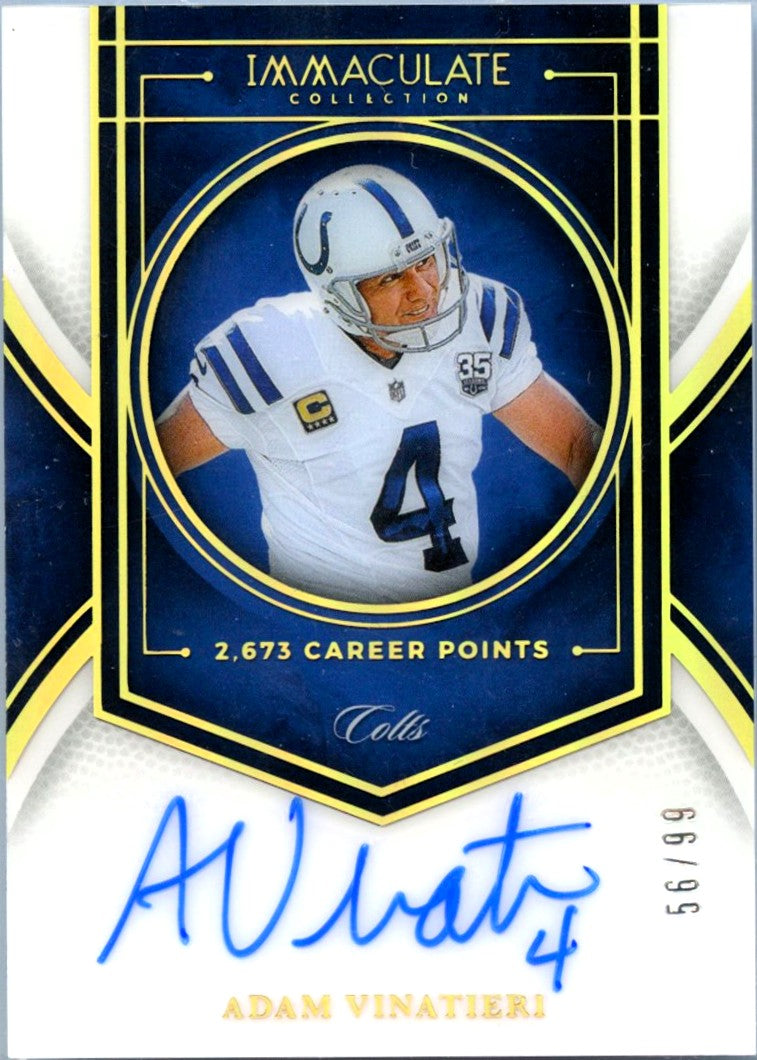 Adam Vinatieri 2025 Immaculate Gold Auto SP 56/99