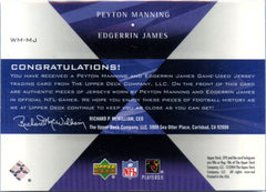 Peyton Manning Edgerrin James 2004 Upper Deck Winning Materials Dual Game Used Patch-2