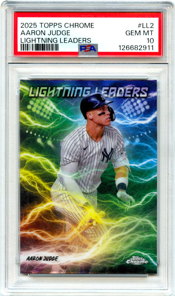 Product Aaron Judge 2025 Topps Chrome Lightning Leaders PSA 10 Link
