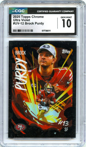 Brock Purdy 2025 Topps Chrome Ultra Violet Case Hit SSP CGC 10