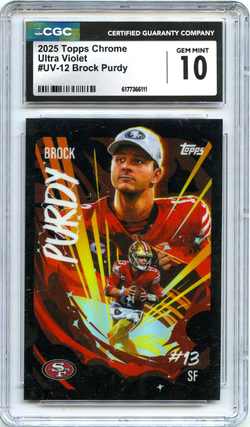 Brock Purdy 2025 Topps Chrome Ultra Violet Case Hit SSP CGC 10-1