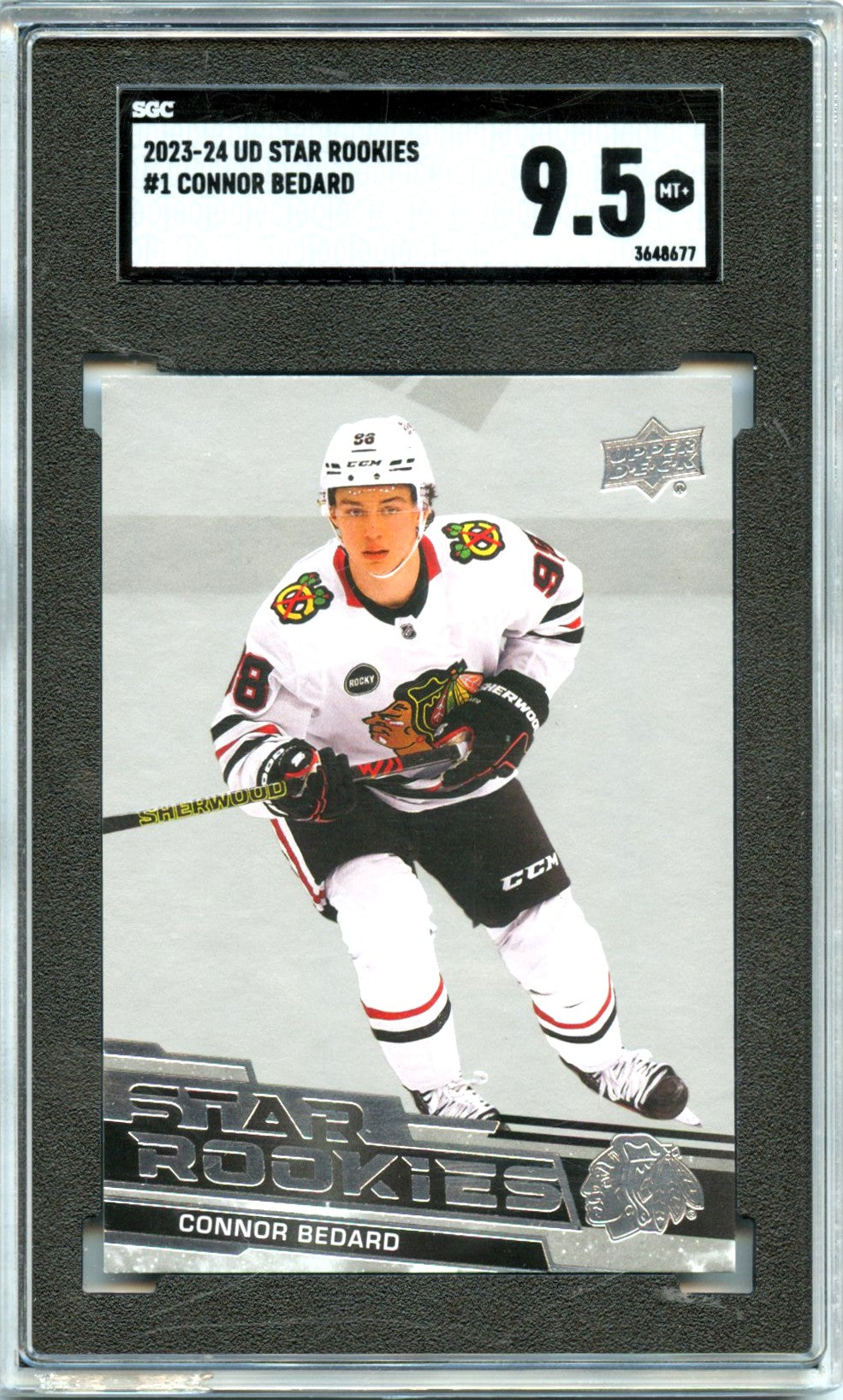 Connor Bedard RC 2023-24 Upper Deck Star Rookie #1 SGC 9.5