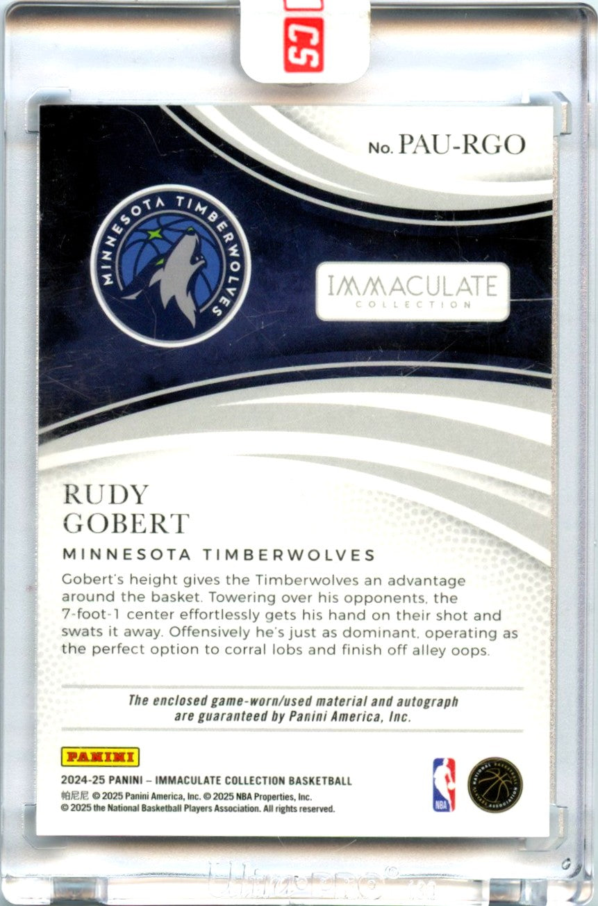 Rudy Gobert 2024-25 Immaculate Game Used Jersey Patch Auto SP 12/49
