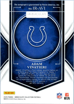 Adam Vinatieri 2025 Immaculate Gold Auto SP 56/99-2
