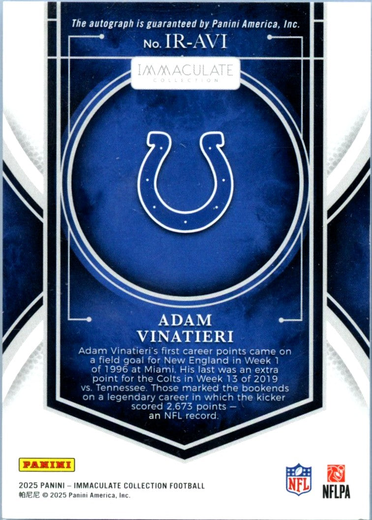 Adam Vinatieri 2025 Immaculate Gold Auto SP 56/99