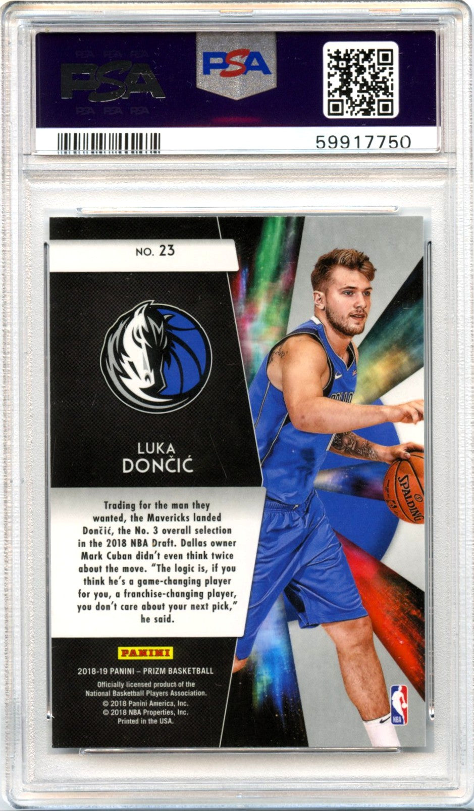 Luka Doncic 2018-19 Panini Prizm Freshman Phenoms Rookie #23 PSA 9