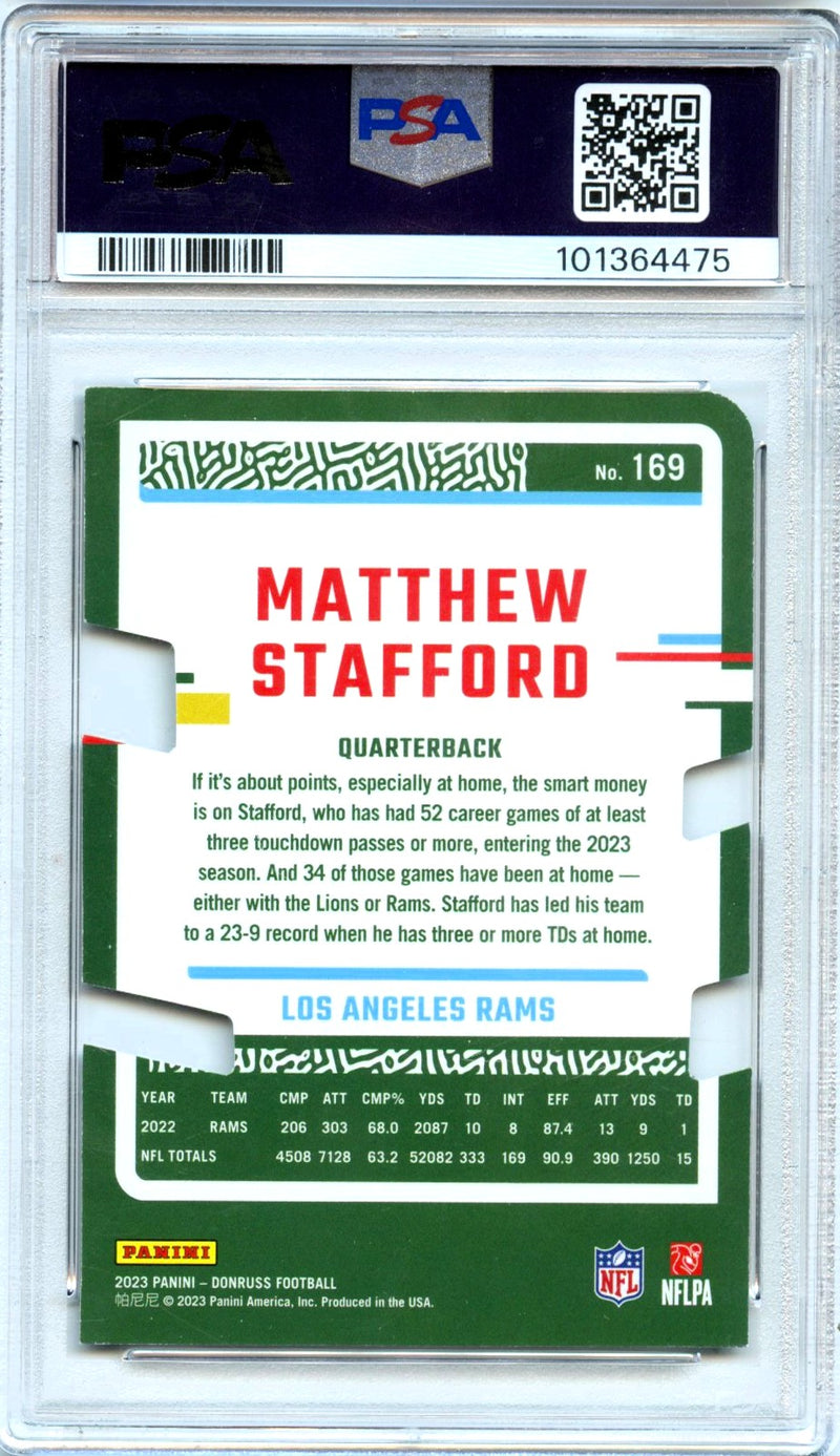 Matthew Stafford 2023 Donruss Black Die Cut Press Proof SP 1/1 PSA 8-2
