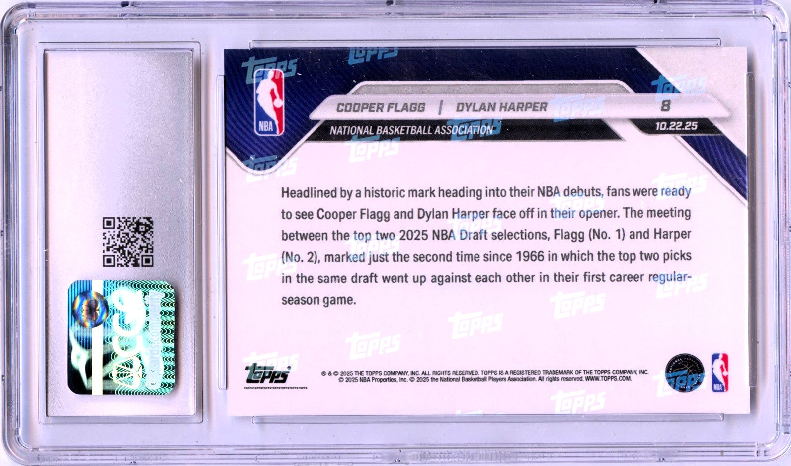 Cooper Flagg Dylan Harper RC 2025-26 Topps Now Rookie #8 CGC 10-2