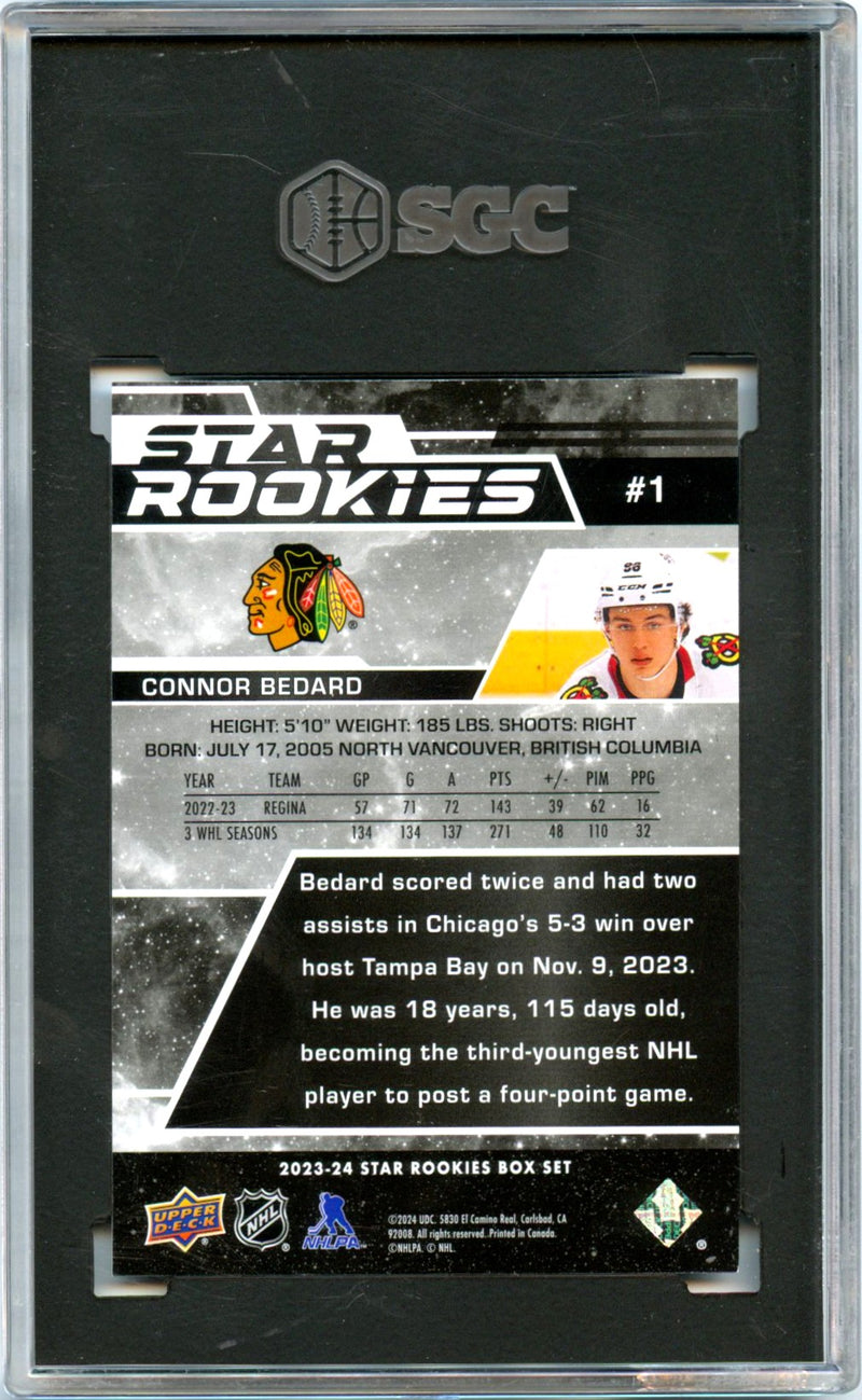 Connor Bedard RC 2023-24 Upper Deck Star Rookie #1 SGC 9.5-2