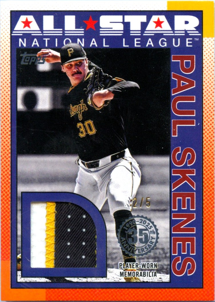 Paul Skenes 2025 Topps All Star 1990 Throwback Red Patch SP 2/5-1