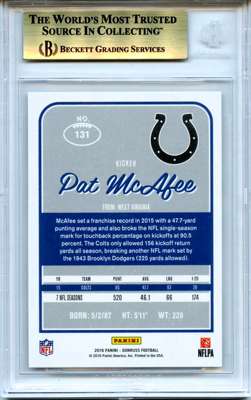 Pat Mcafee 2016 Donruss Football #131 BGS 9.5-2