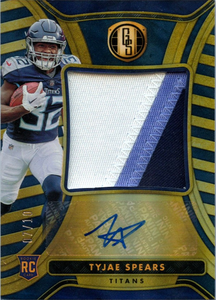 Tyjae Spears RC 2023 Panini Gold Standard Gold Rookie Patch Auto SP 7/10-1