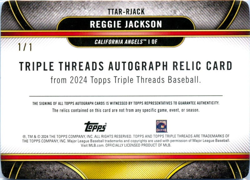 Reggie Jackson 2024 Topps Triple Threads Printing Plate Game Used Patch Auto SP 1/1-2