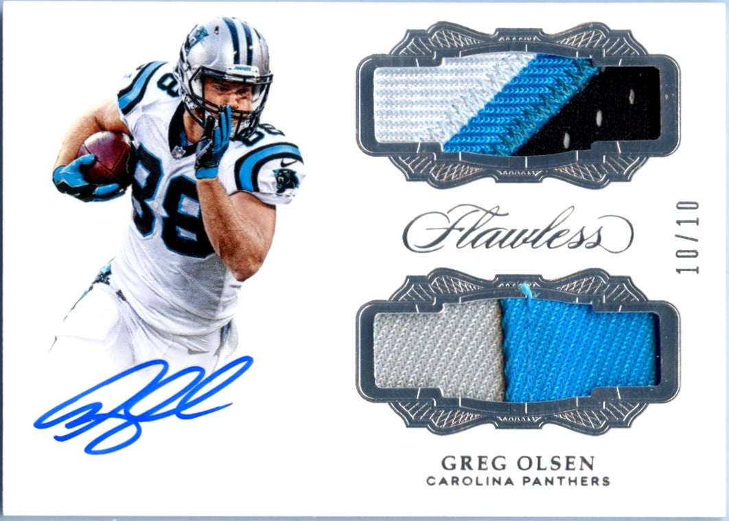 Greg Olsen 2017 Flawless Dual Jersey Patch Auto SP 10/10