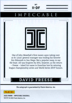 David Freese 2025 Impeccable Silver Immortal Ink Auto SP 23/25-2