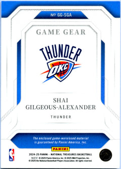 Shai Gilgeous-Alexander 2024-25 National Treasures Holo Gold Game Gear Game Used Patch SP 6/25-2