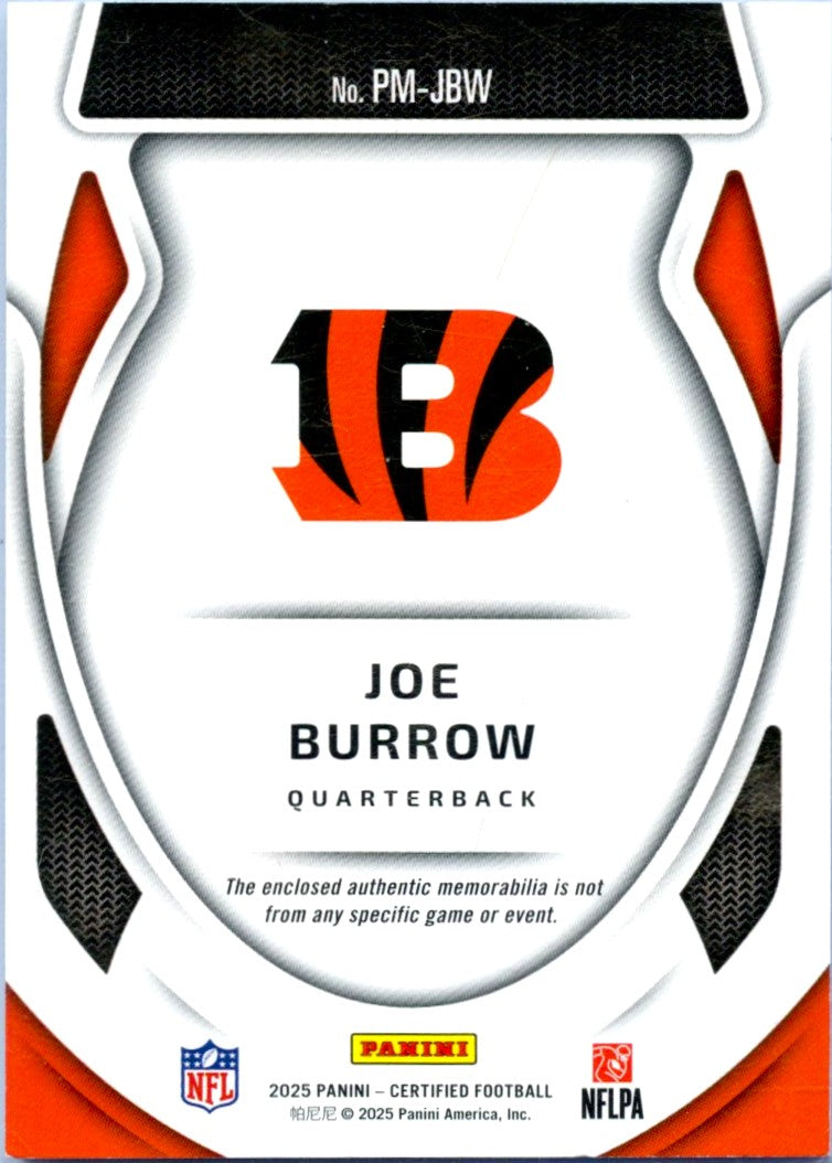 Joe Burrow 2025 Panini Certified Blue Pro Materials Patch SP 20/49-2