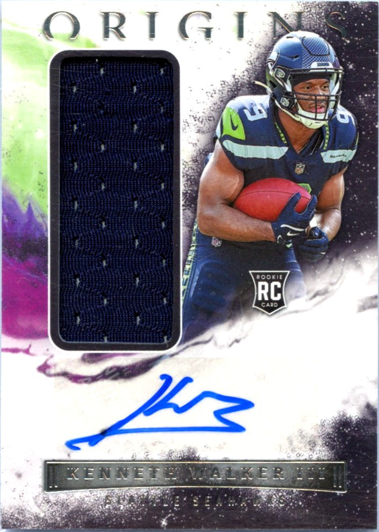 Kenneth Walker III RC 2022 Panini Origins Rookie Jersey Auto #158-1