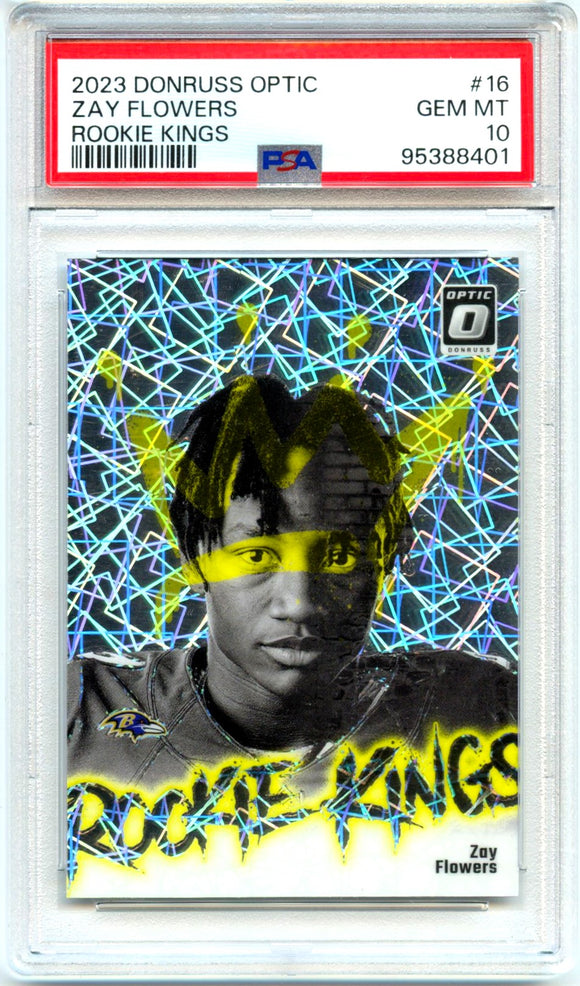 Product Zay Flowers RC 2023 Donruss Optic Rookie Kings Case Hit SSP #16 PSA 10 Link