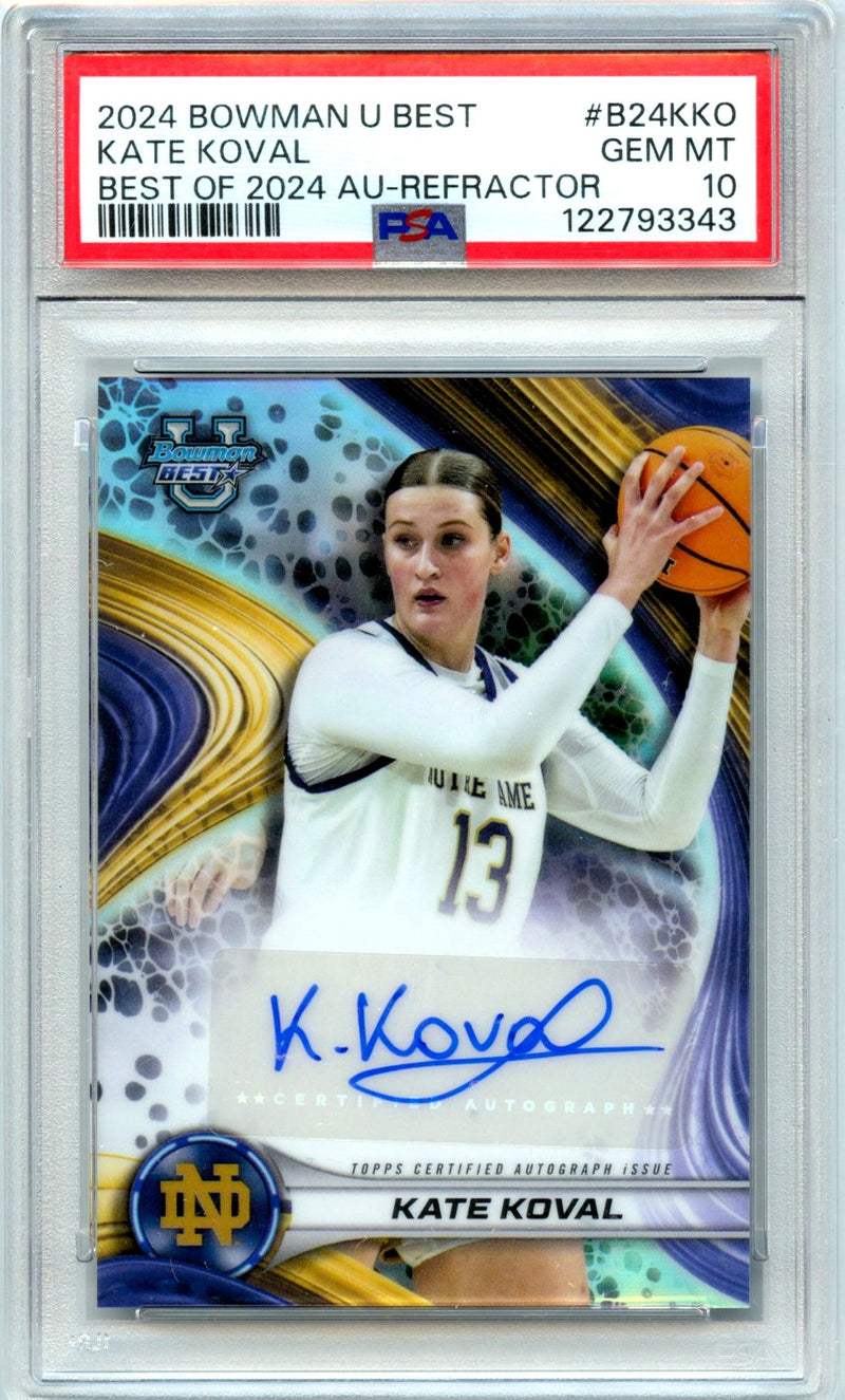 Kate Koval RC 2024 Bowman U Best Refractor Rookie Auto PSA 10-1
