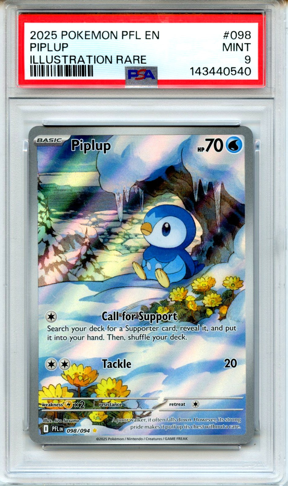 Piplup 2025 Pokemon Phantasmal Flames Illustration Rare #98/94 PSA 9