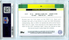 Carlos Alcaraz 2024 Topps Chrome Tennis Prism Refractor #50 PSA 9-2