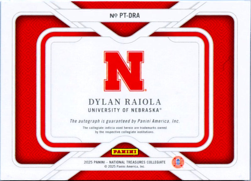Dylan Raiola RC 2025 National Treasures Collegiate Rated Prospect Rookie Auto SP 55/75-2