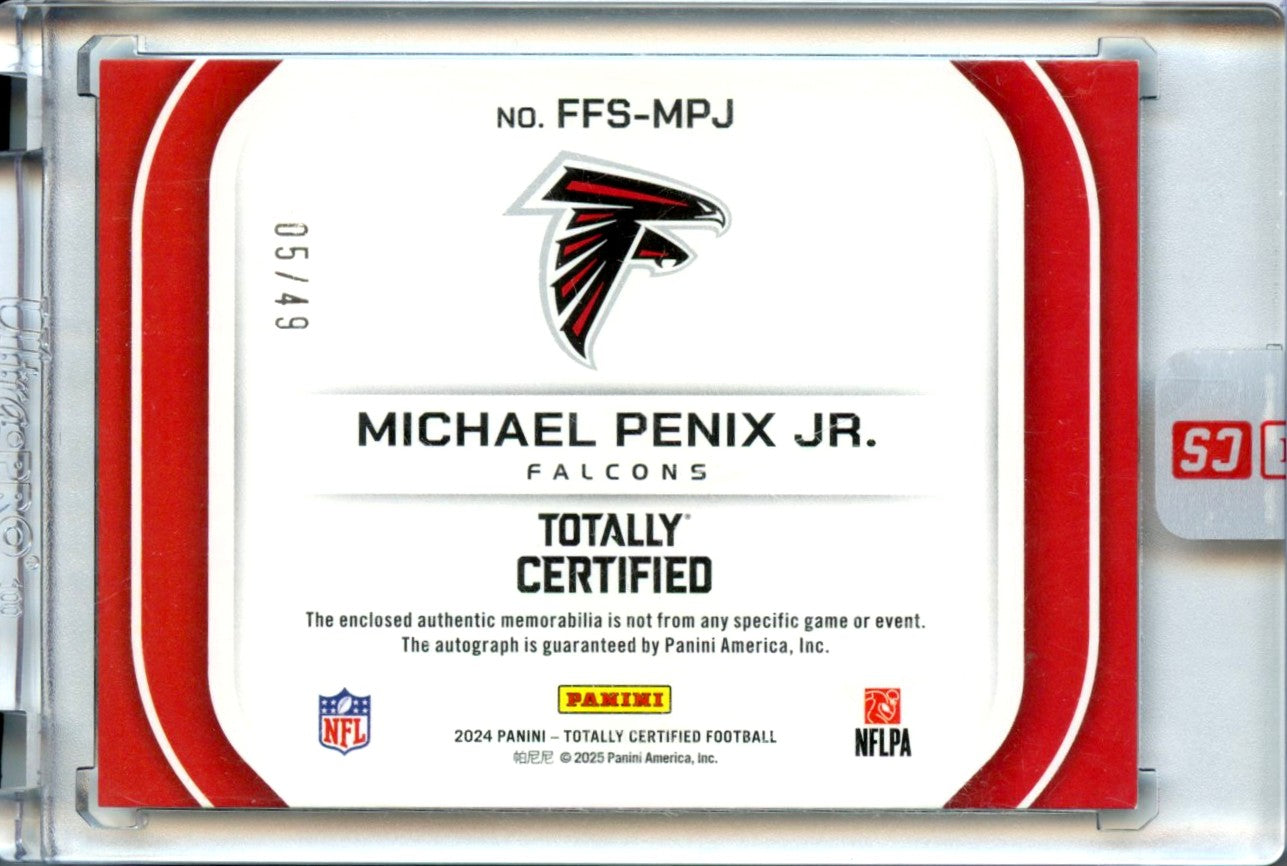 Michael Penix Jr RC 2024 Panini Totally Certified Freshman Fabric Rookie Patch Auto SP 5/49