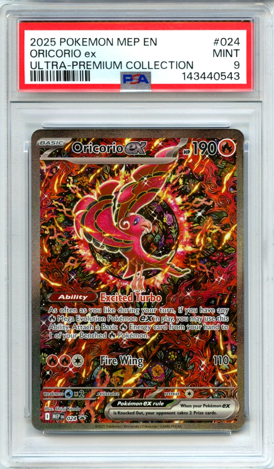 Oricorio ex 2025 Pokemon Mega Evolution Black Star Promo #024 PSA 9-1