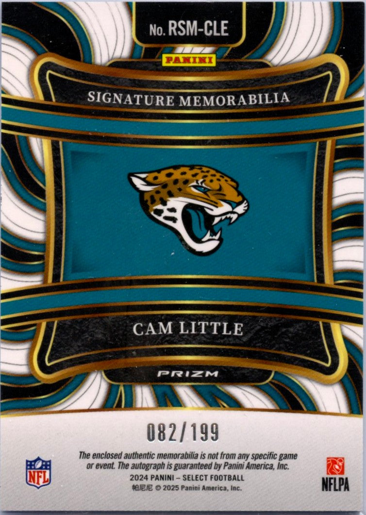 Cam Little RC 2024 Panini Select Silver Rookie Jersey Patch Auto SP 82/199