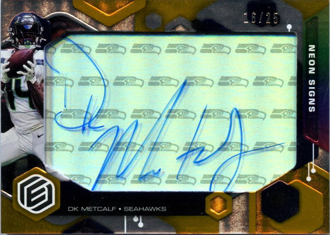 Dk Metcalf 2021 Panini Elements Orange Neon Signs Auto SP 16/25