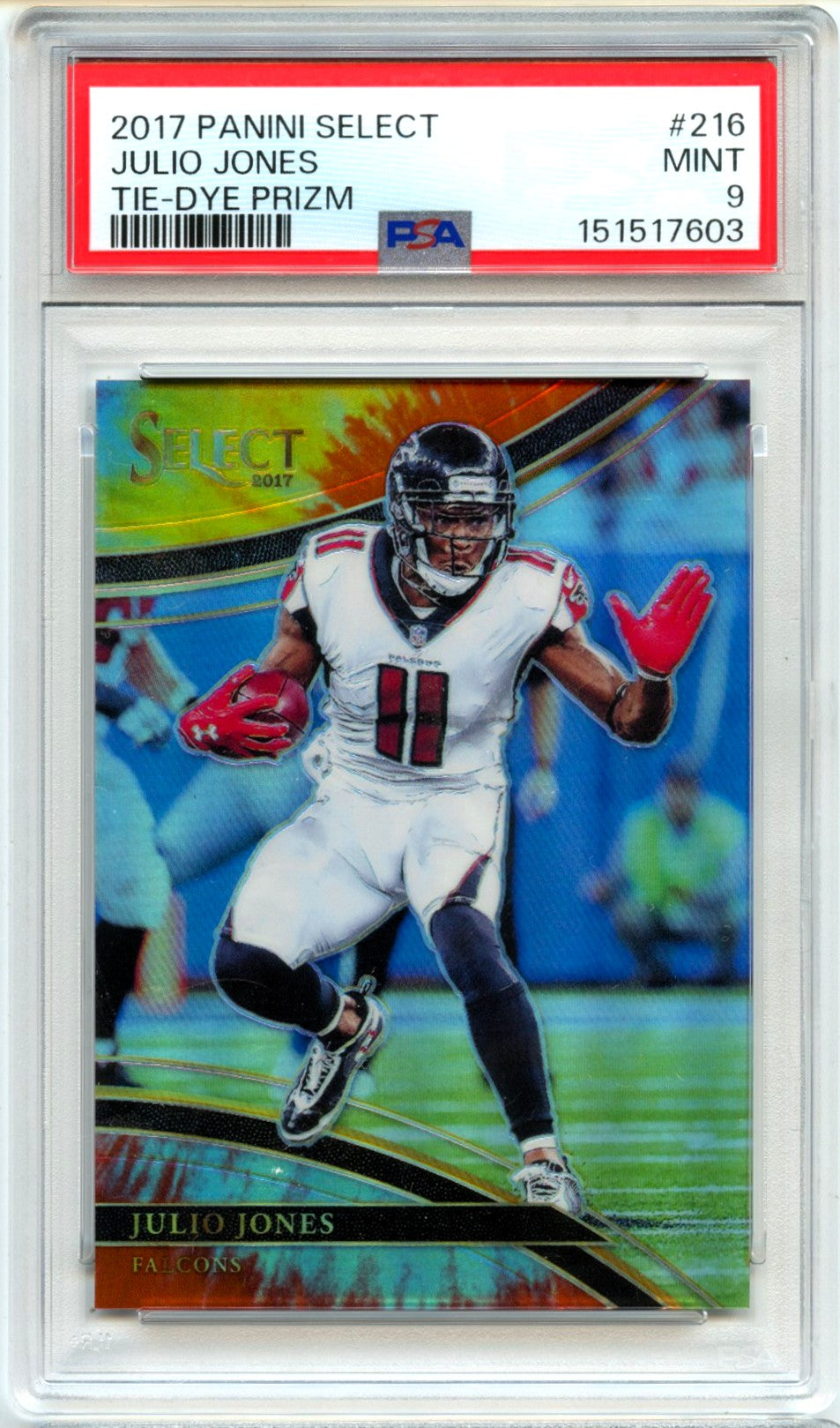 Julio Jones 2017 Panini Select Field Level Tie Dye Prizm SP 8/25 PSA 9-1