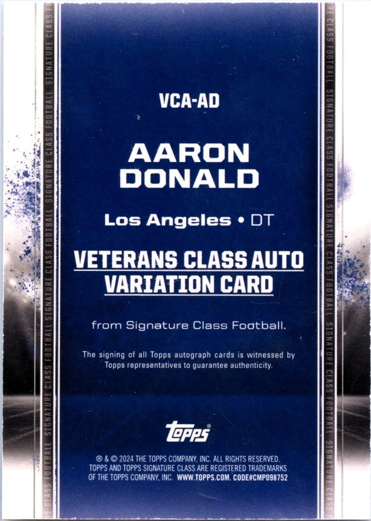 Aaron Donald 20224 Topps Signature Class Gold Auto SP 3/10-2