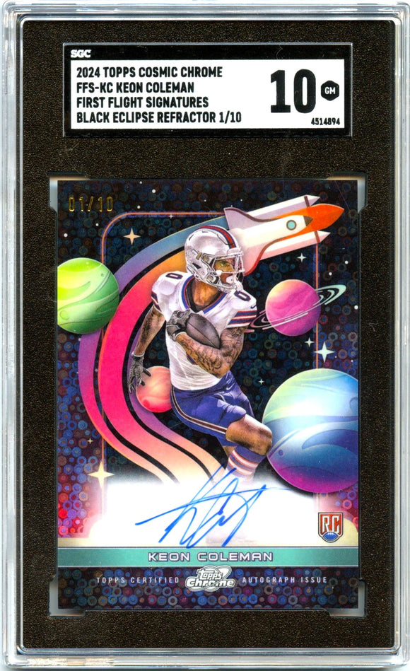 Product Keon Coleman RC 2024 Topps Cosmic Chrome Black Eclipse First Flight Rookie Auto 1/10 SGC 10 Link