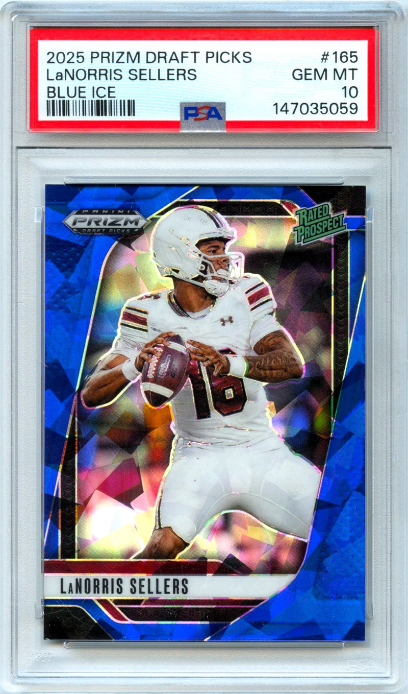 Lanrorris Sellers RC 2025 Panini Prizm Draft Blue Ice Rookie SP 17/149 PSA 10-1