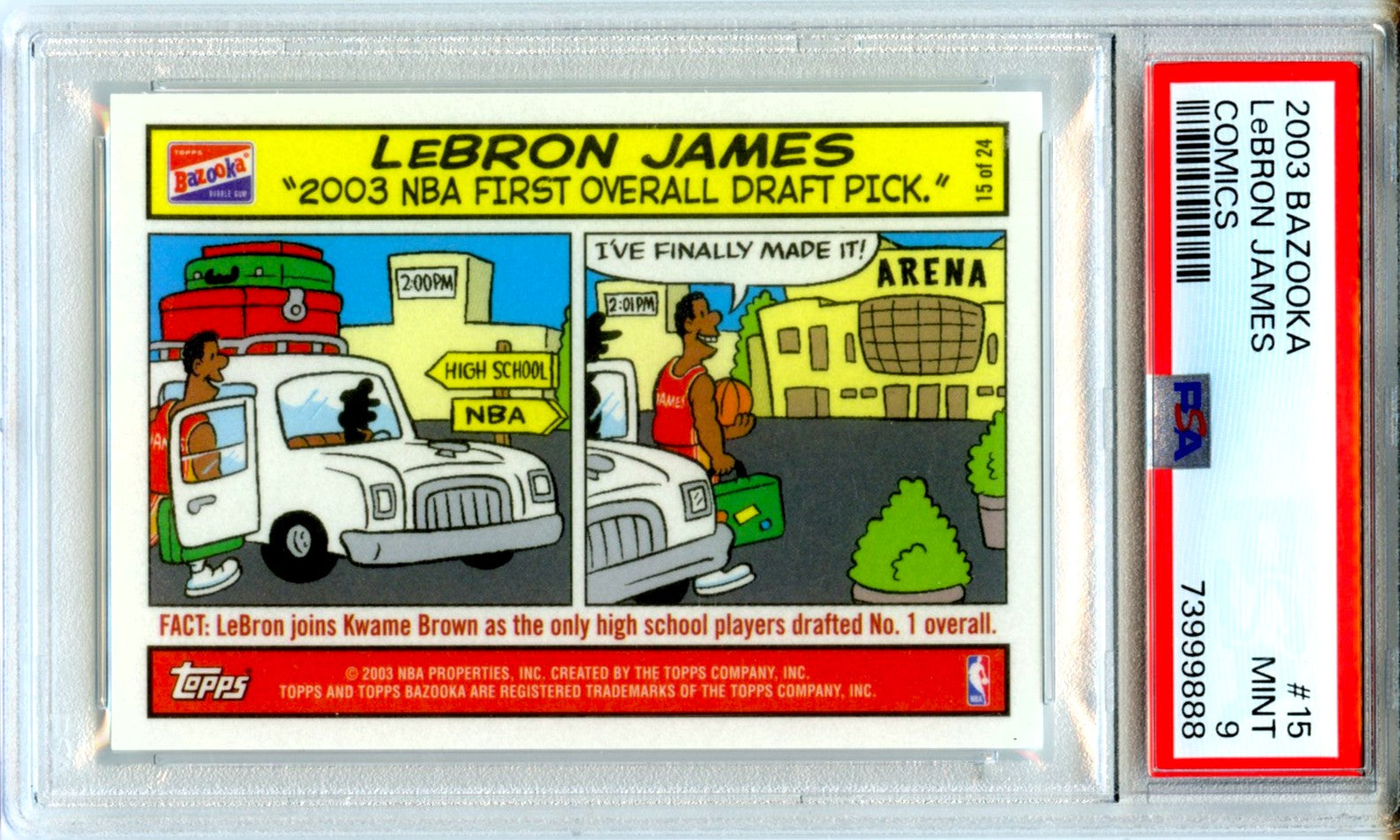 Lebron James RC 2003-04 Bazooka Comics Rookie #15 PSA 9