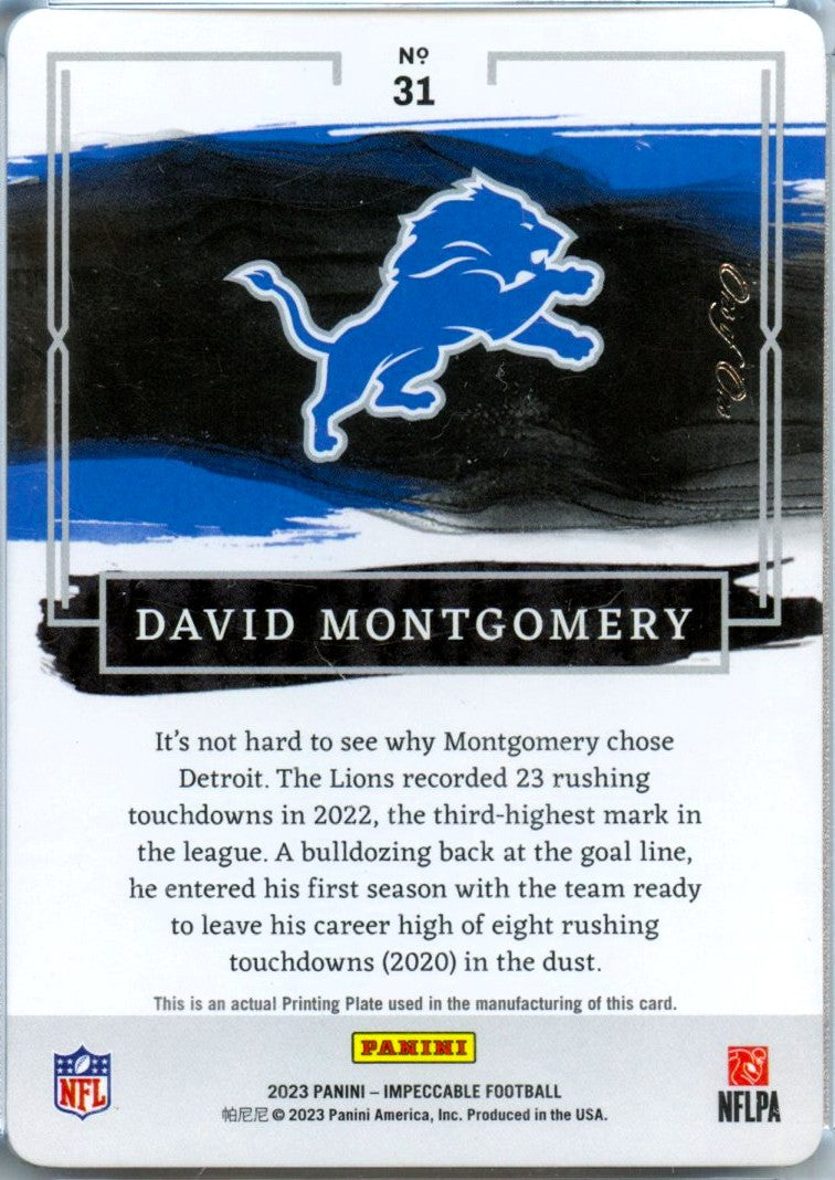 David Montgomery 2023 Impeccable Printing Plate SP 1/1-2