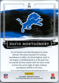 David Montgomery 2023 Impeccable Printing Plate SP 1/1-2