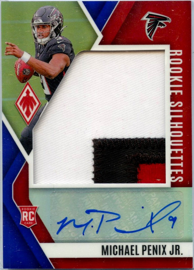 Michael Penix Jr RC 2024 Panini Phoenix Purple Rookie Silhouettes Patch Auto SP 4/49