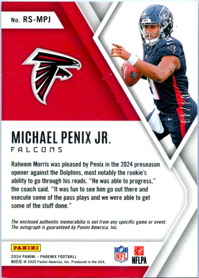 Michael Penix Jr RC 2024 Panini Phoenix Purple Rookie Silhouettes Patch Auto SP 4/49
