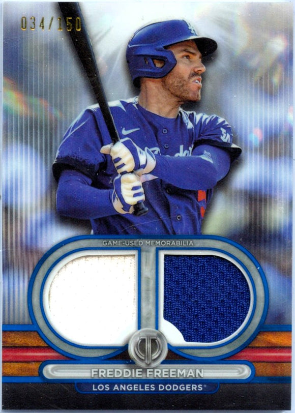 Product Freddie Freeman 2024 Topps Tribute Blue Dual Game Used Jersey Patch SP 34/150 Link