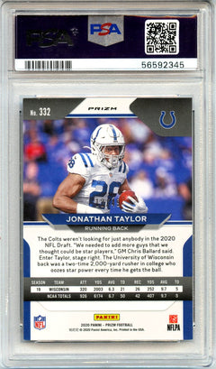 Jonathan Taylor RC 2020 Panini Prizm Purple Power Rookie SP 12/49 PSA 9-2