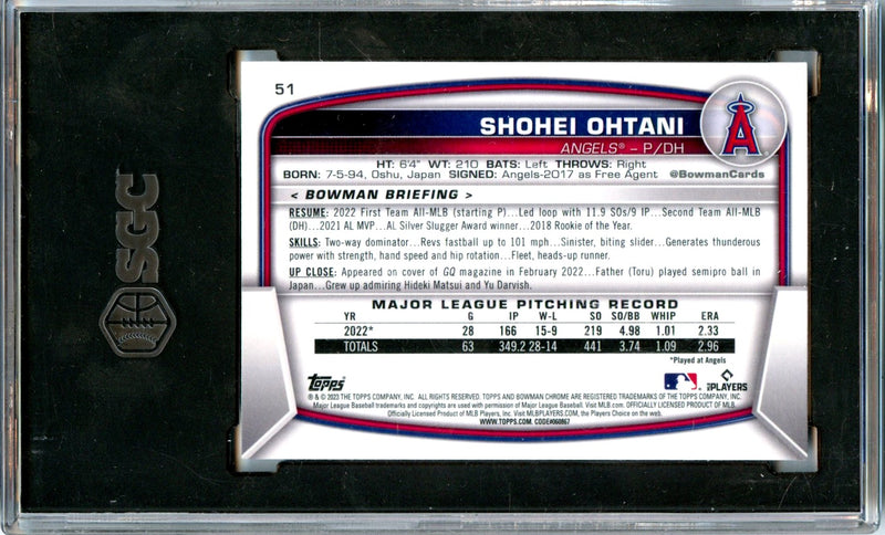 Shohei Ohtani 2023 Bowman Chrome Mega Box #51 SGC 10-2