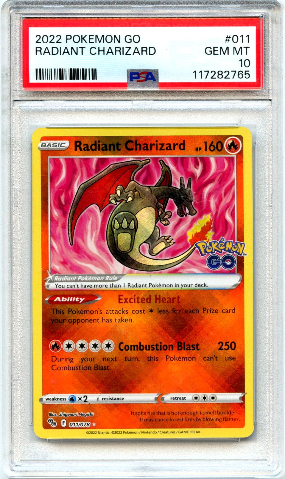 Radiant Charizard 2022 Pokemon Go #11/78 PSA 10