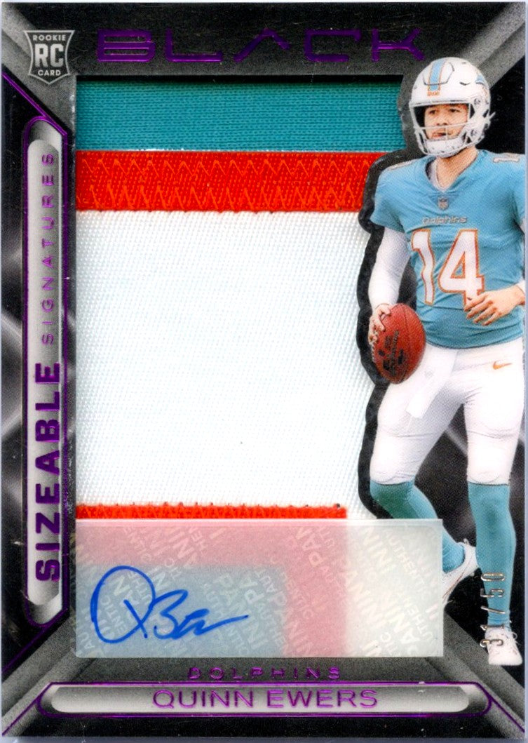 Quinn Ewers RC 2025 Panini Black Purple Sizeable Rookie Patch Auto SP 31/50