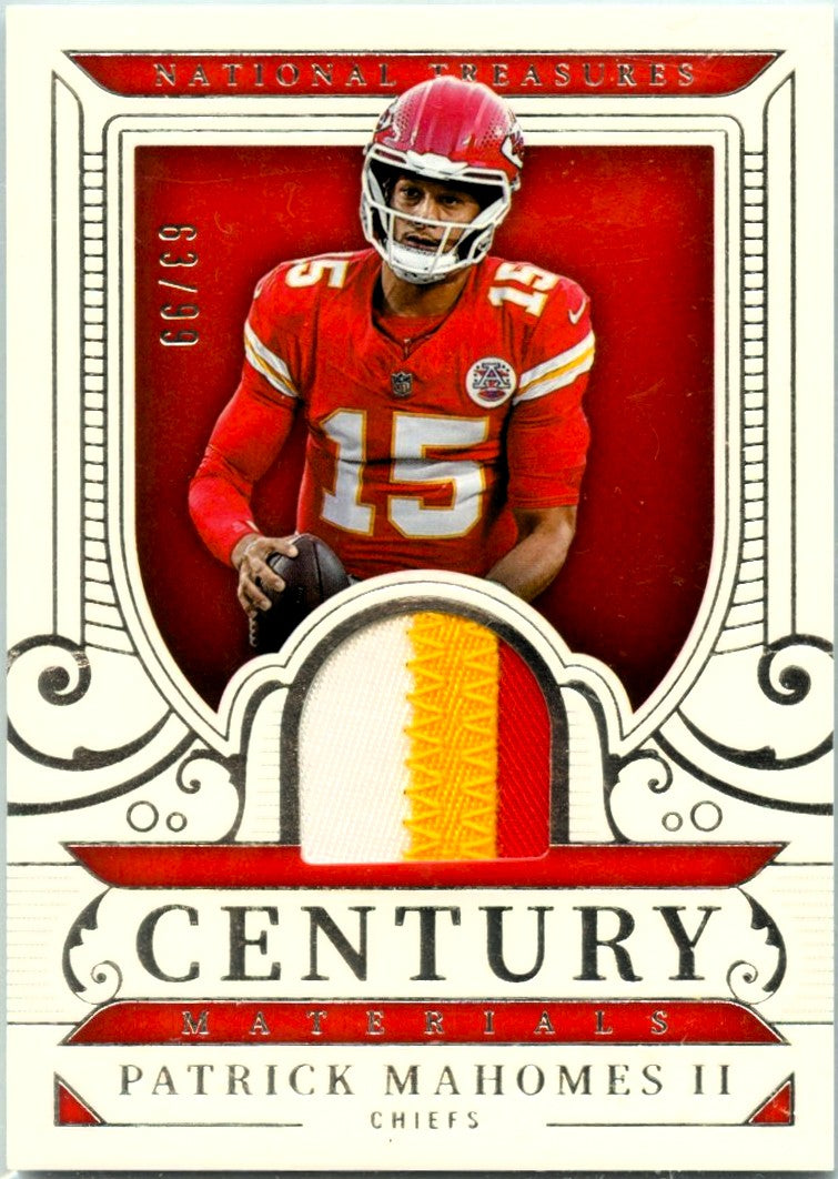 Patrick Mahomes II 2025 National Treasures Century Materials Jersey Patch SP 63/99